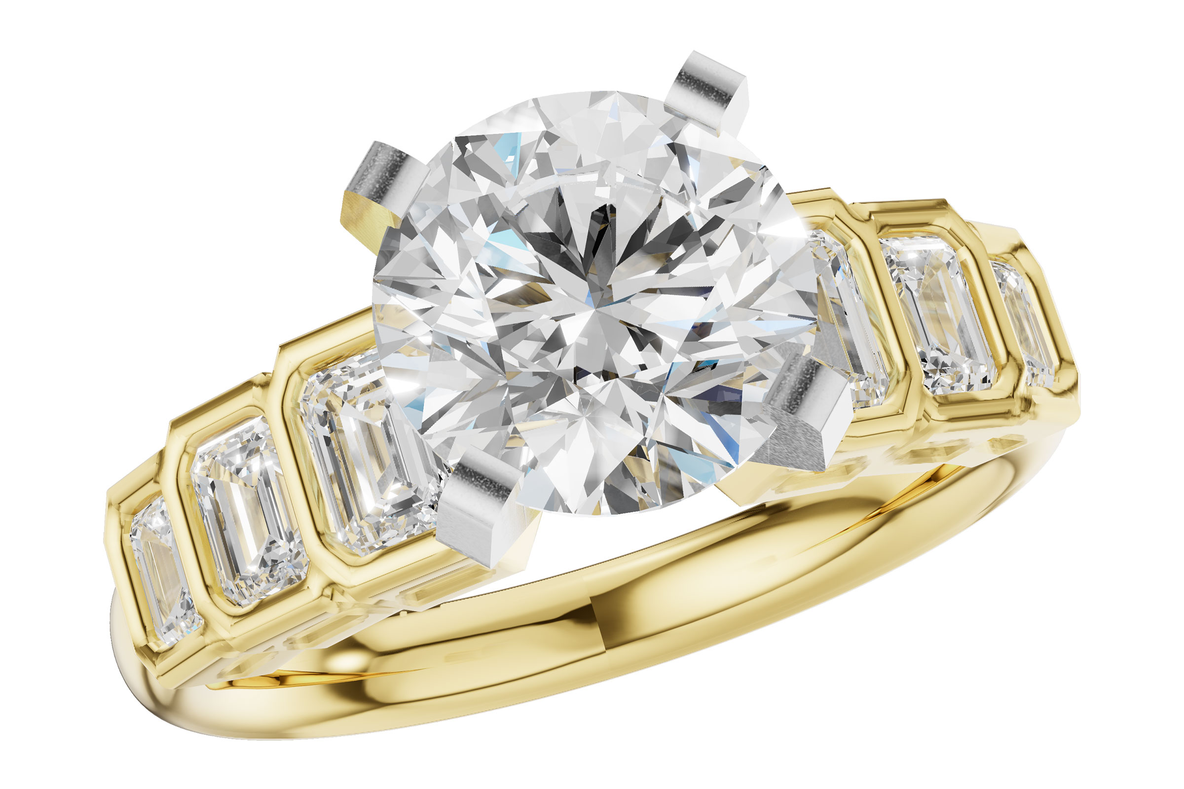 B321-46643: LDS SEMI DIA RG .92 TW EMERALD CUTS