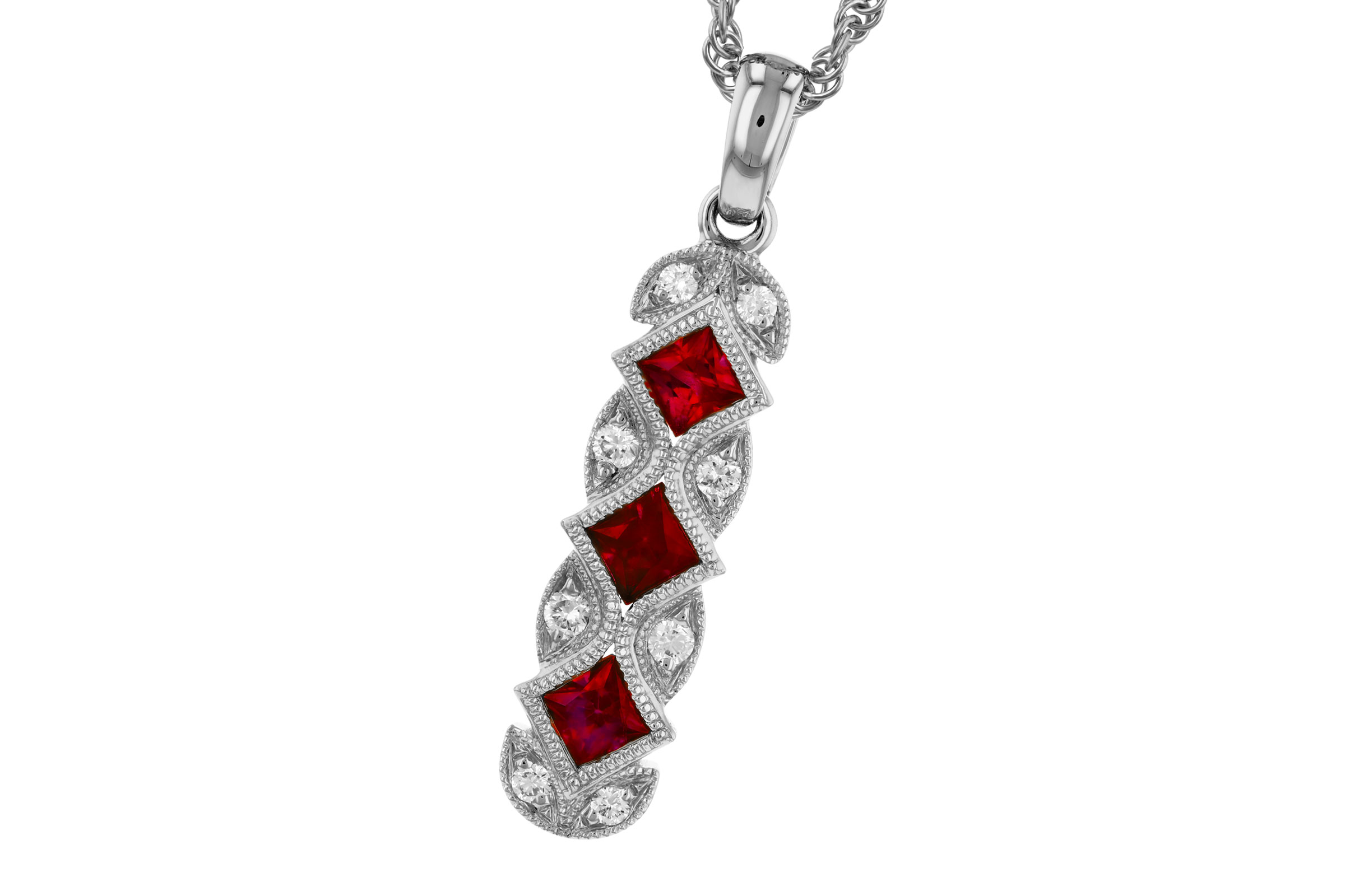 B321-46679: NECKLACE .55 TW RUBY .64 TGW
