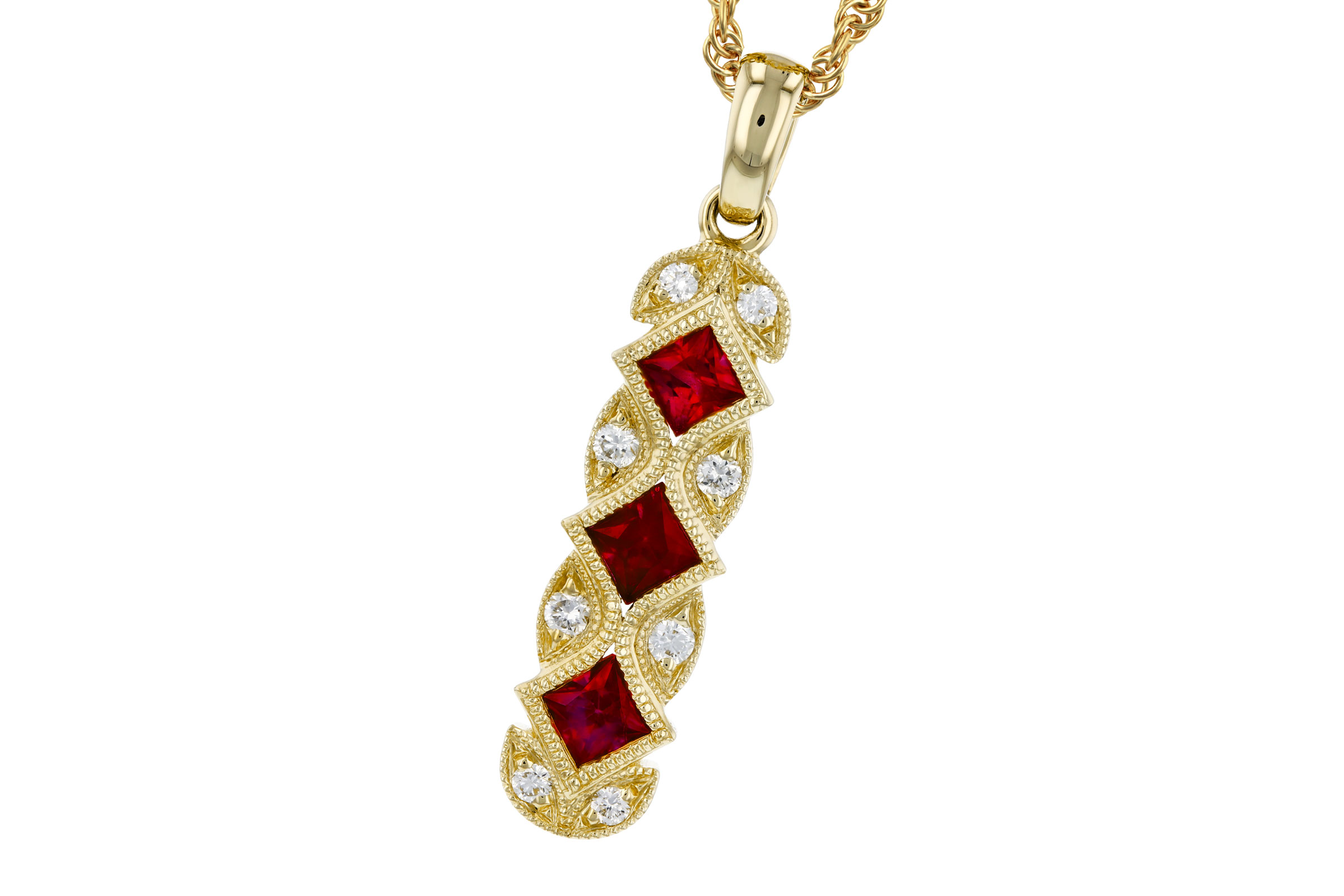 B321-46679: NECKLACE .55 TW RUBY .64 TGW