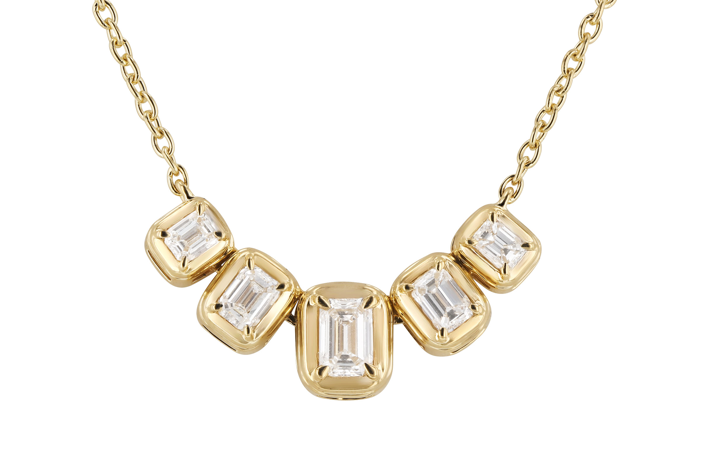 B321-48470: NECKLACE .87 TW EMERALD CUT DIA (18")