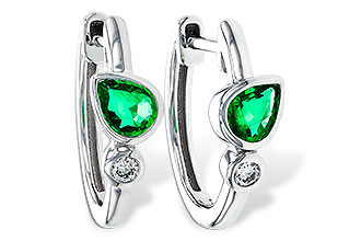 D320-59452: EARRINGS .38 TW EMERALD .44 TGW