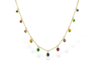 E319-70306: NECK .90 TW MULTI-COLOR SAPPH & GREEN GARNET (18")