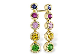 E319-72179: EARR .60 TW MULTI-COLOR SAPPH & GREEN GARNET