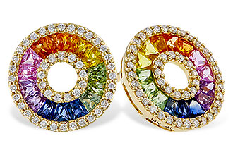 E320-57579: EARRINGS 2.10 MULTI-COLOR SAPP 2.37 TGW