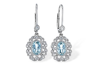 F320-55779: EARRINGS .75 TW AQUA .92 TGW (7x5MM AQUA)
