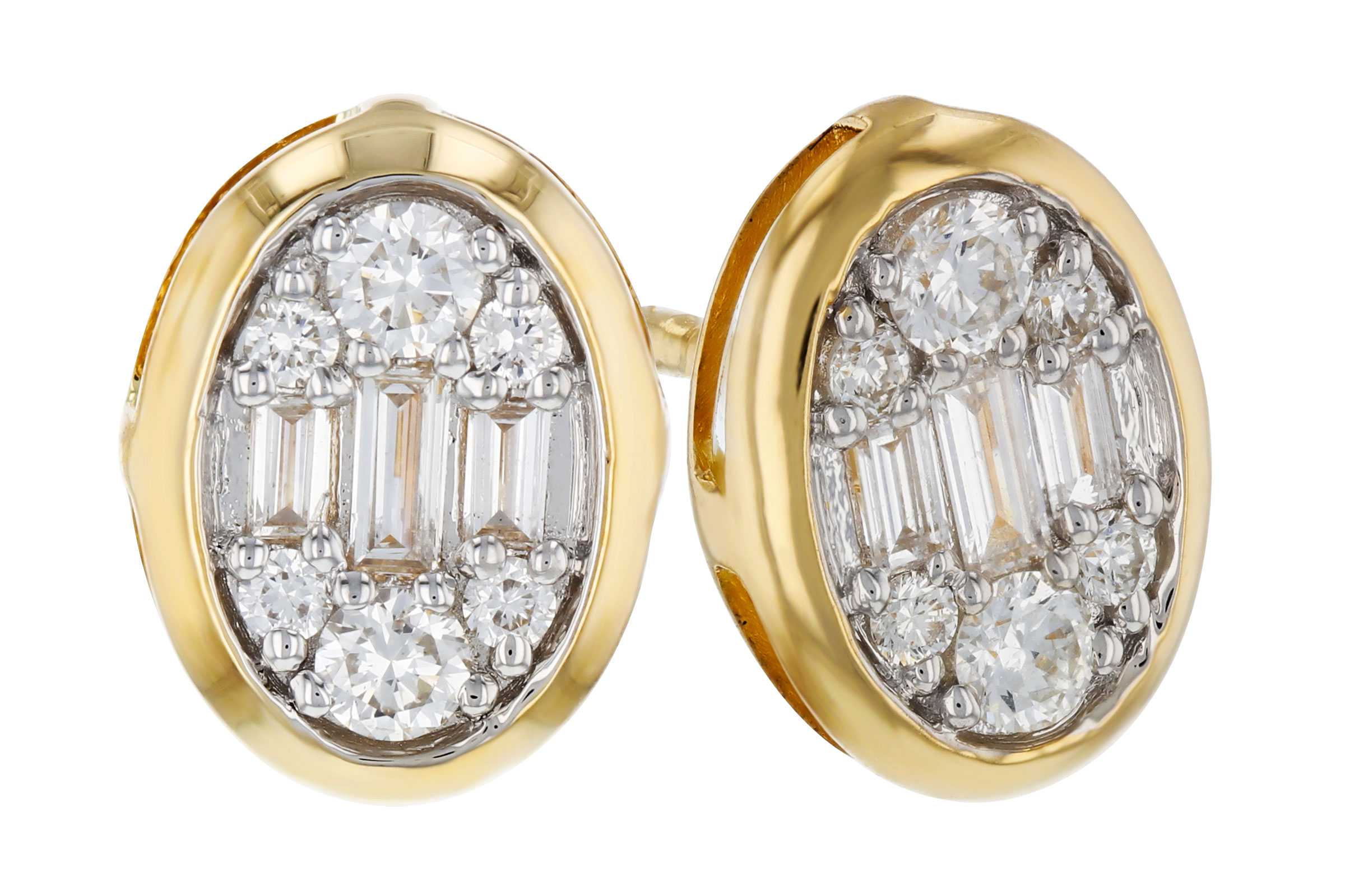 F321-47615: EARRINGS .08 TW BAGUETTE .24 TW