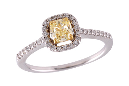 H318-73033: LDR .77 FANCY LGT YELL DIA .95 TW (GIA1279297180)