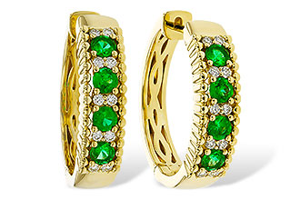 H320-63088: EARRINGS .33 TW EMERALD .45 TGW
