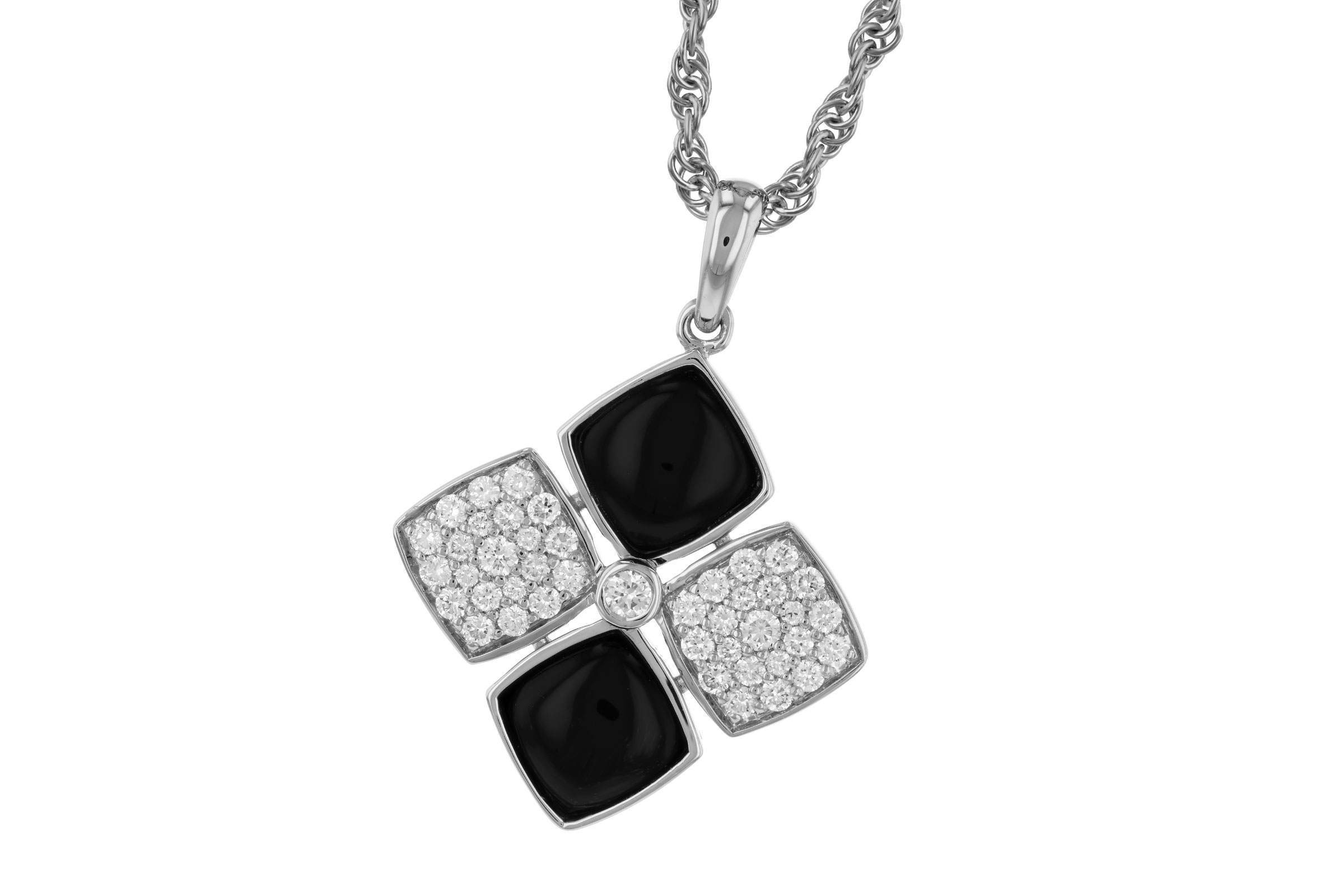 H321-46715: NECKLACE 1.23 TW ONYX 1.50 TGW