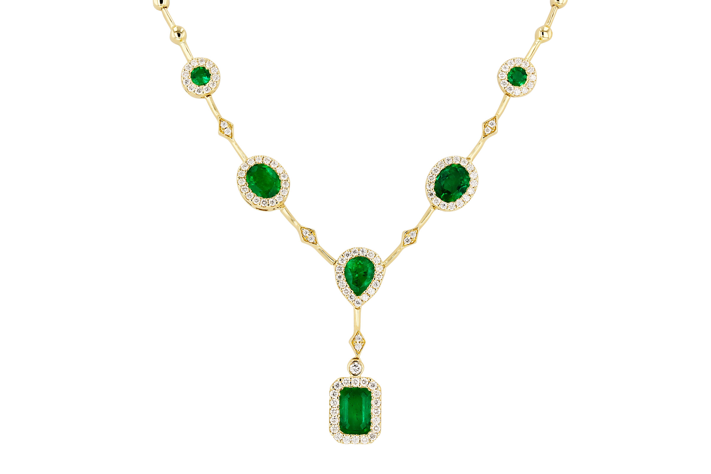 H321-47552: NECKLACE 1.66 TW EMERALD 2.08 TGW (17")