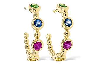 K321-45733: EARR .68 TW MULTI-COLOR SAPPH & GREEN GARNET