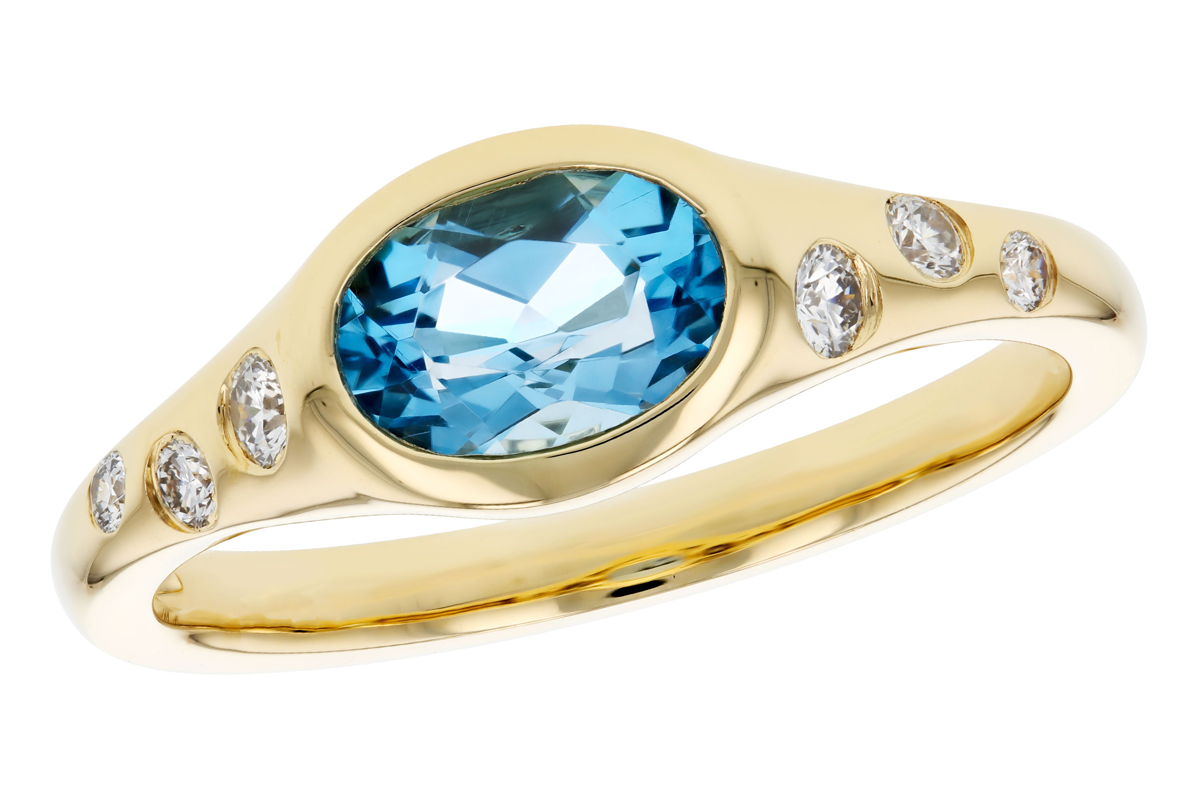 K321-47570: LDS RG .94 BLUE TOPAZ 1.08 TGW (7x5MM OV)