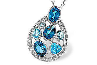 L320-60315: NECKLACE 3.23 TW BLUE TOPAZ 3.38 TGW