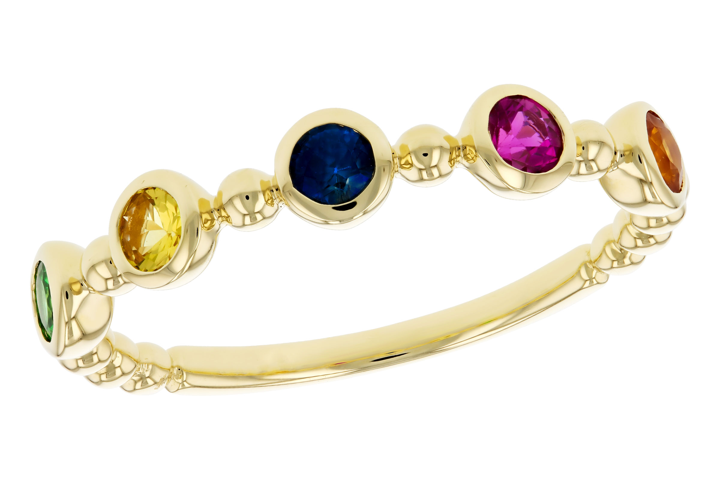 L321-45733: LDS WED RG .52 TW MULTI-COLOR SAPPH & GREEN GARNET