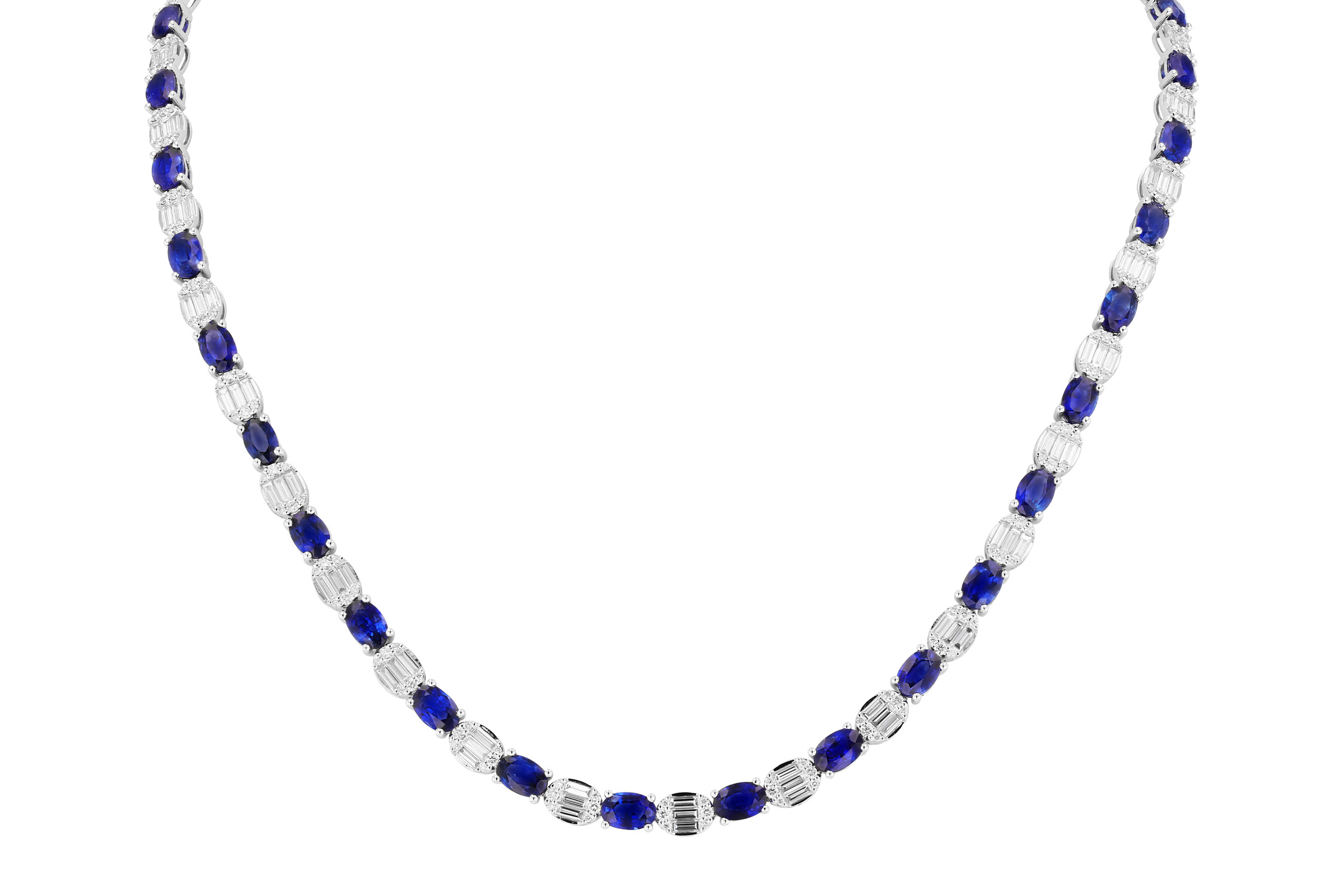 L321-47551: NECKLACE 17.68 TW SAPPHIRE 21.82 TGW (17")
