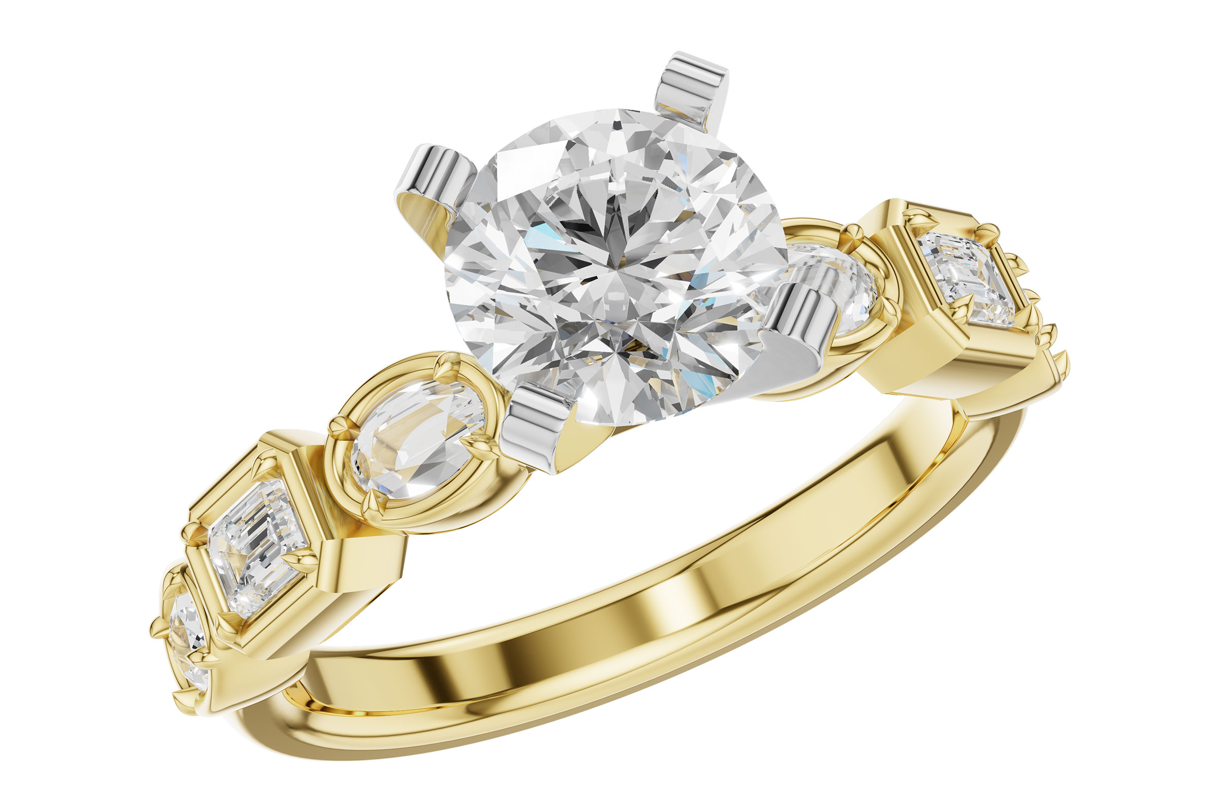 L321-47624: LDS SEMI DIA RG .45 TW FANCY CUT DIAS