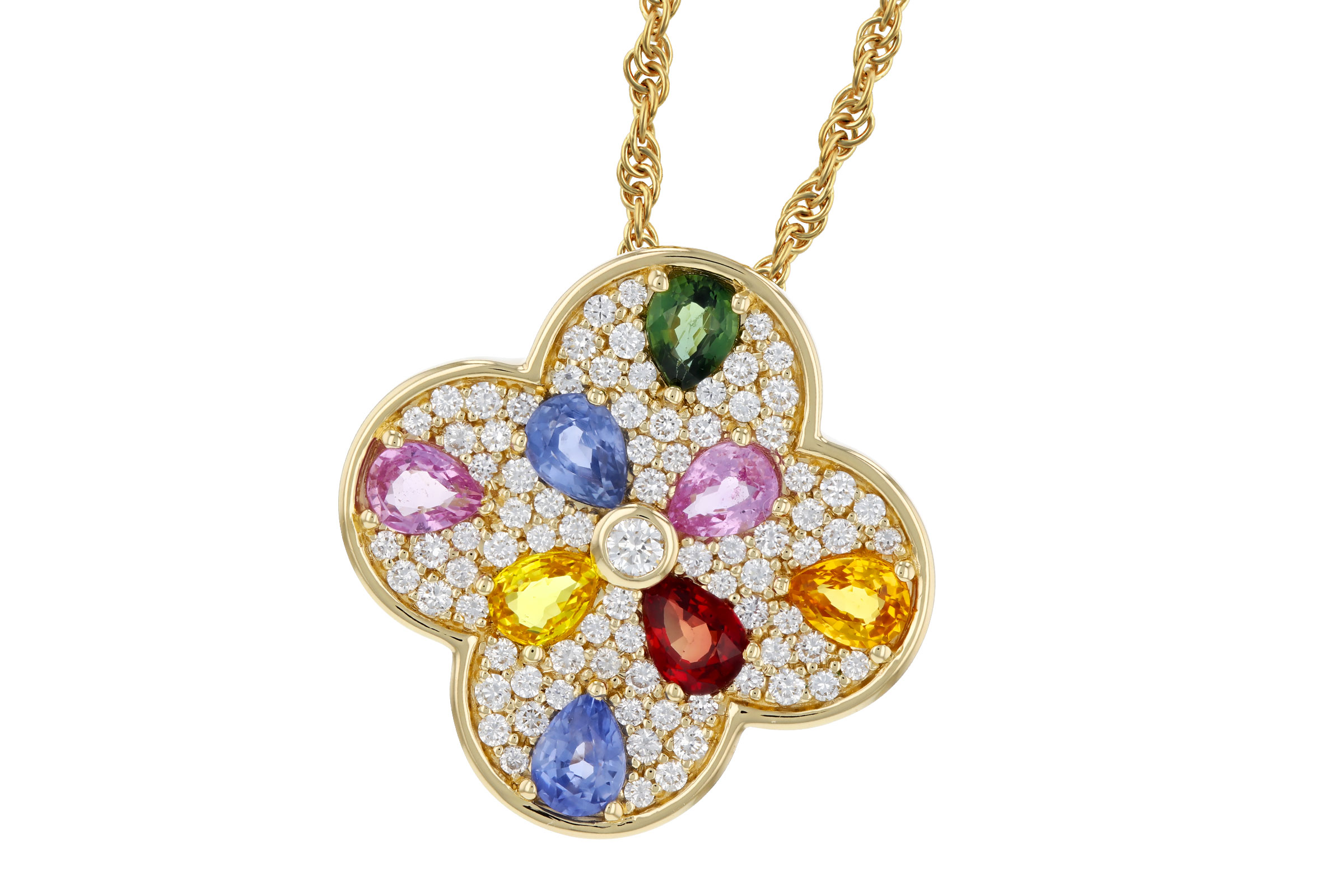 L321-48497: NECKLACE 1.40 MULTI-COLOR SAPPH 1.82 TGW