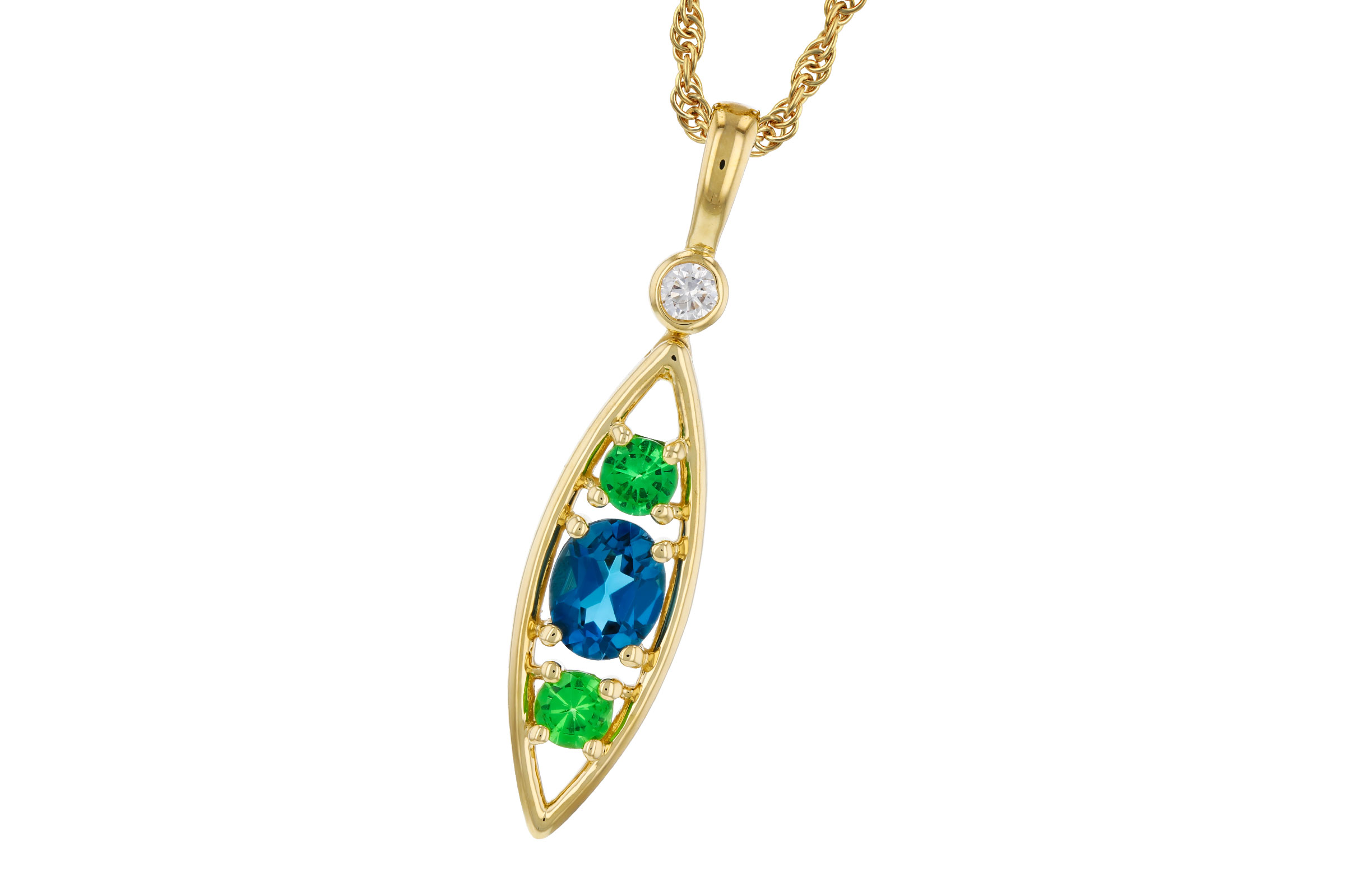 M321-47588: NECKLACE .54 SEMI-PREC (LBT & GR.GT) .58 TGW