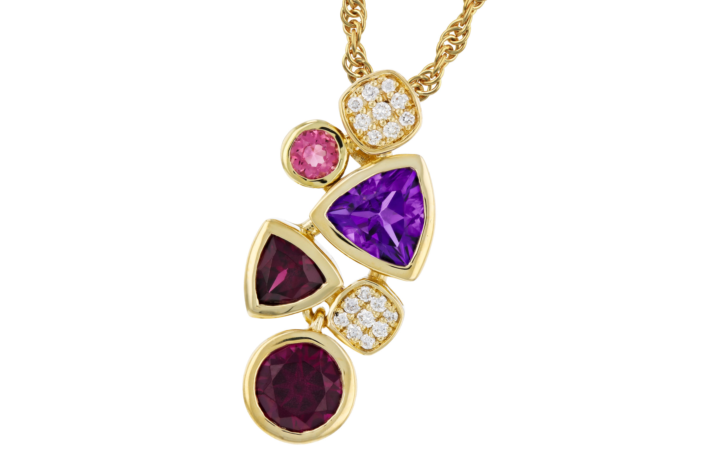 M321-47615: NECKLACE 1.34 SEMI-PREC (AM,RHO,PT) 1.40 TGW